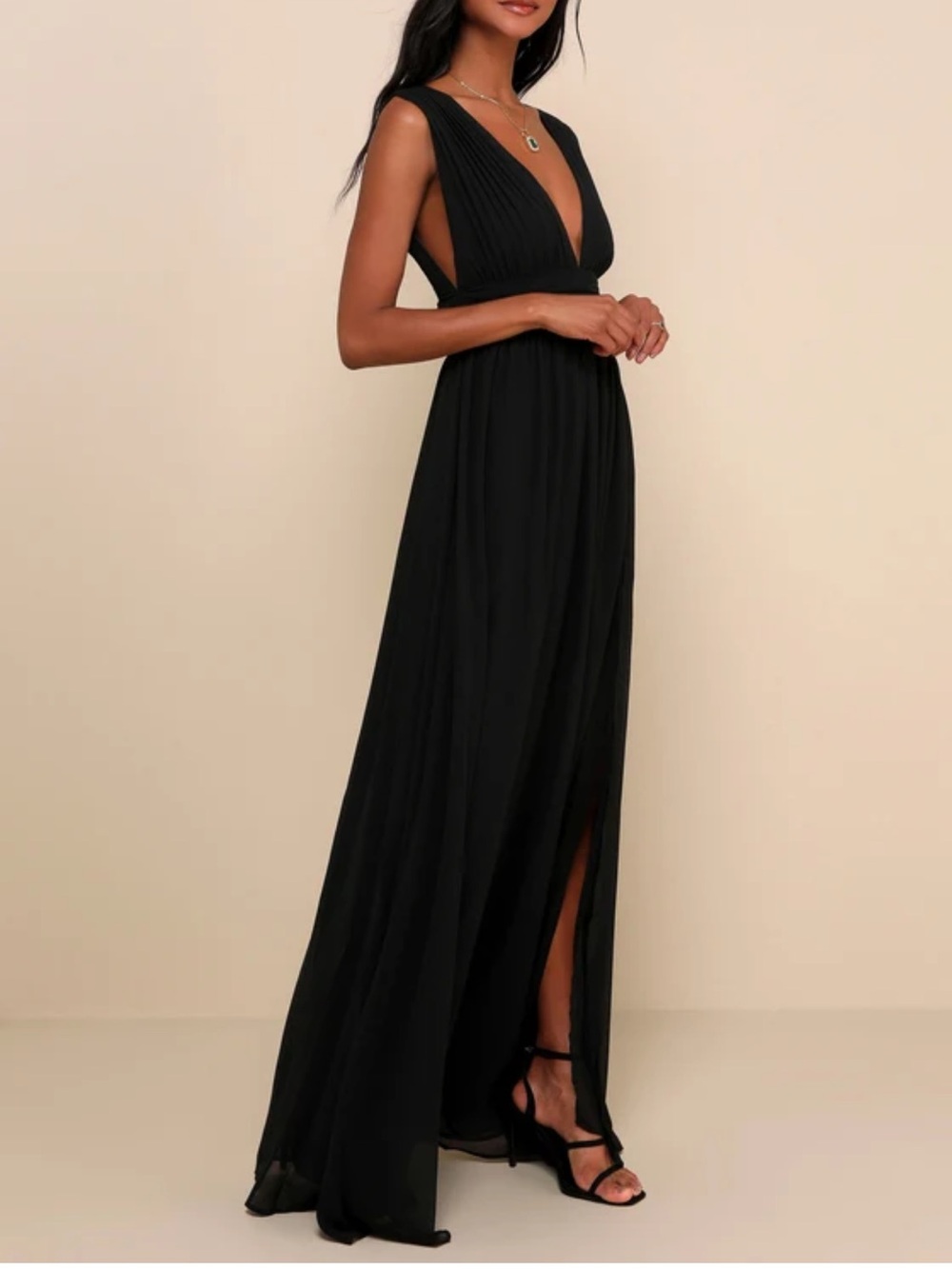 Lulu's Heavenly Hues Black Maxi Dress large $99 still on lulus site - Picture 8 of 13